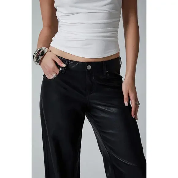 NWT PACSUN x Third Charm SZ M Baddie Relaxed Low Rise Faux Leather Wide Leg Pant - Picture 5 of 10
